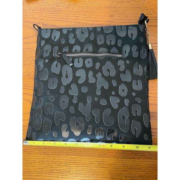 Black leopard cross body purse, womens, 2 straps leopard and black skinny - Picture 3 of 3